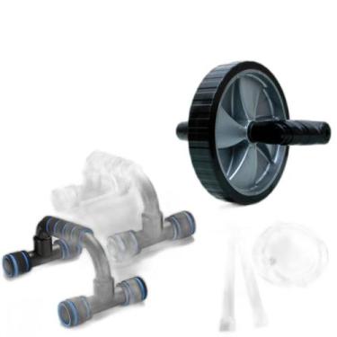 Imagem de Kit Funcional Ab Rolo Roda Com Apoio Abwheel Fit E Corda Aço - Infinit