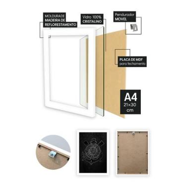 Imagem de Quadro Corinthians Celeste com Vidro e Moldura Branca - Spark Loja