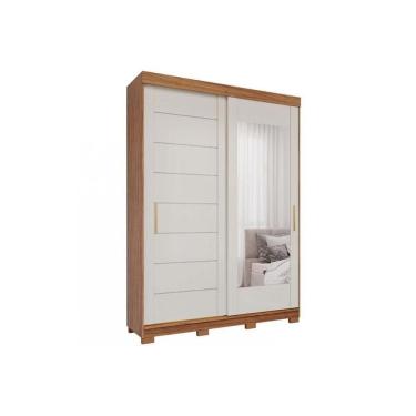 Imagem de Guarda Roupa Solteiro 2 Portas De Correr (1 C- Espelho) E 3 Gavetas C- Pés Liz Cinamomo-off White - Panan