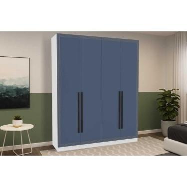 Imagem de Guarda Roupa 4 Portas E 4 Gavetas Valência Branco/azul - Politorno