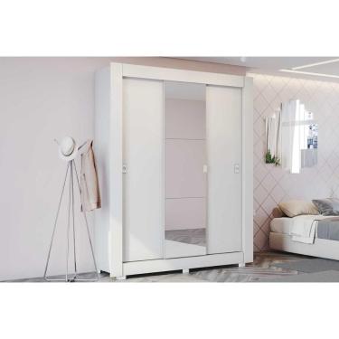Imagem de Guarda Roupa Solteiro 3 Portas De Correr (1 C/ Espelho) C/ Pés Cbh563 Branco - Kappesberg