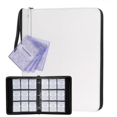 Imagem de Fichário para cartões – Capacidade 720, porta-cartões colecionáveis com zíper para MTG, esportes e colecionáveis – Armazenamento sem ácido, durável e adequado para viagens (branco, 9 bolsos)
