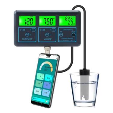 Imagem de HGTRH Testador de qualidade de água 7 em 1, medidor inteligente de teste de água com visor LCD, monitor inteligente, conexão Wi-Fi para piscinas, aquários de água potável hidropônica