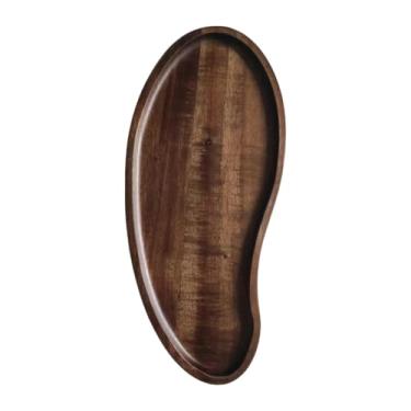 Imagem de KiBcsLic Bandeja de madeira para servir, travessa para aperitivos, bandeja de alimentos com formato irregular, prato para lanches, bebidas, petiscos, café da, Formato de Manga