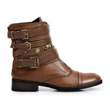 Imagem de Bota Coturno Calprado Médio Tiras Fivelas Feminina-Feminino