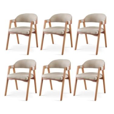 Imagem de Kit 6 Cadeiras para Mesa de Jantar Linho Bege