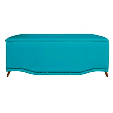 Imagem de Calçadeira Recamier Baú Casal Queen 160cm Greta Suede Azul Turquesa - DS Estofados
