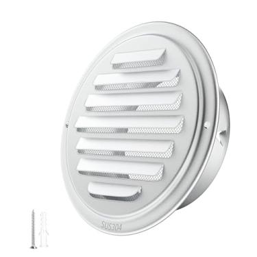 Imagem de Tampa de ventilação de tubo de parede de cimento de tinta prata brilhante de 70 mm - tampa de ventilação externa à prova de intempéries, capa de ventilação à prova de insetos para ventilação de dutos