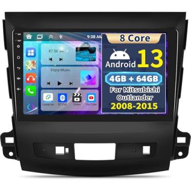 Imagem de Estéreo automotivo 8 Core 4G + 64G Android 13 para Mitsubishi Outlander/Citroen C-Crosser/Peugeot 4007 2008-2015 Carplay Android Auto, tela sensível ao toque IPS 1280 x 720 de 9 polegadas, Bluetooth