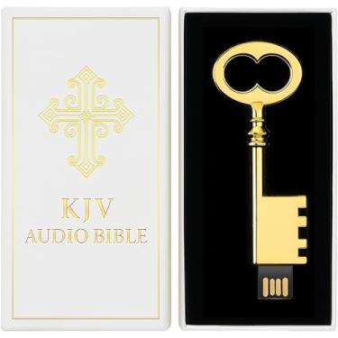 Imagem de The KJV Audio Bible Read By Christopher Glyn - Leitor de áudio bíblico USB em formato de chave em caixa de presente premium, versão King James da Bíblia Sagrada, presentes de audiolivro da Bíblia