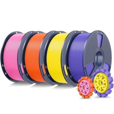 Imagem de SUNLU Filamento de impressora 3D PLA+2.0 4 kg, filamento PLA+ de atualização 1,75 mm, mais resistente e forte, precisão dimensional +/-0,02 mm, 1 kg por carretel, total de 4 kg, amarelo + rosa + roxo
