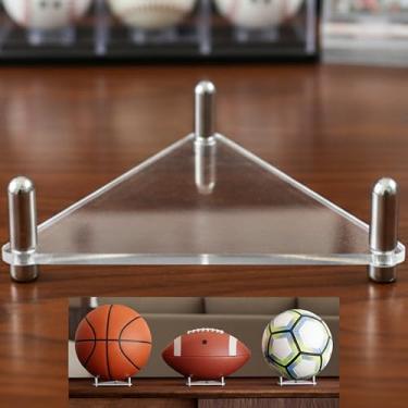 Imagem de DICONSY 1 peça de suporte de futebol, suporte de bola de futebol, suporte de bola de aço inoxidável acrílico, suporte de exibição de vôlei, fácil de montar para colecionadores de fãs de esportes, para