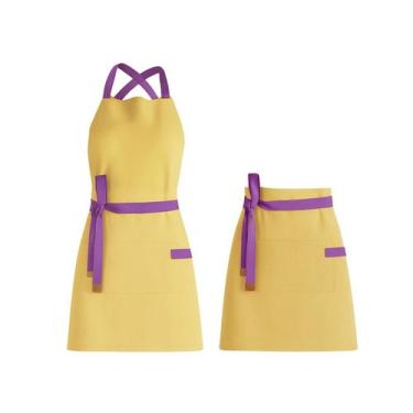 Imagem de Avental Amarelo Cintura Alça Roxo Sorveteria Açai Unissex - CASACHA