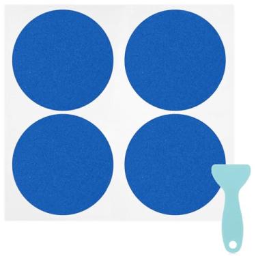 Imagem de S&X Adesivos antiderrapantes para chuveiro, pacote com 24 (azul) | Grão de acabamento liso redondo de 10 cm texturizado | Aderência antiderrapante para piso de chuveiro para azulejo e banheira | ~