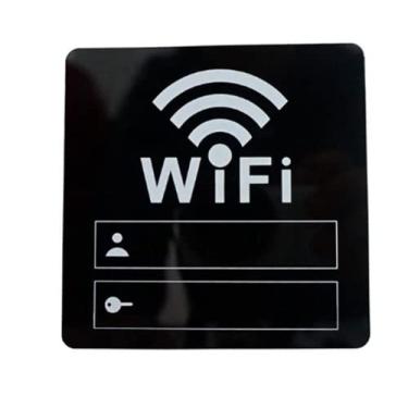 Imagem de Conjunto de 2 adesivos de parede WiFi regraváveis, espelho acrílico 3D, rede de internet e senha para hóspedes, Airbnb, VRBO, aluguel de férias (preto)