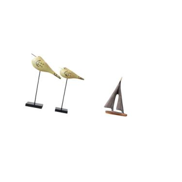 Imagem de Fenteer Estátuas de Madeira de Pássaros E Barcos à Vela, Figuras Modernas de Animais, Esculturas Decorativas para Mesa, Quarto, Entrada, Hotel, Sala de Estar,