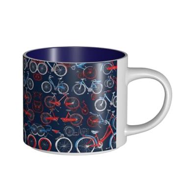 Imagem de ZERAOKE Bikes Bicycle Cycling - Caneca de cerâmica grande impressa para café, capacidade grande para escritório e casa, pode ser lavada na lava-louças, design com alça em C.