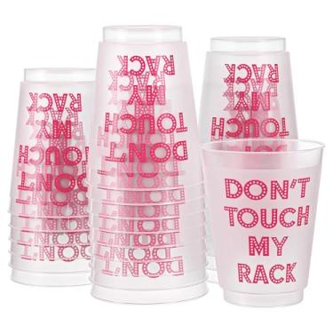 Imagem de Vesici 24 peças de copos de plástico fosco Mahjong de 473 ml, reutilizáveis, decoração de mesa noturna de Mahjong, recipientes para bebidas (rosa choque)