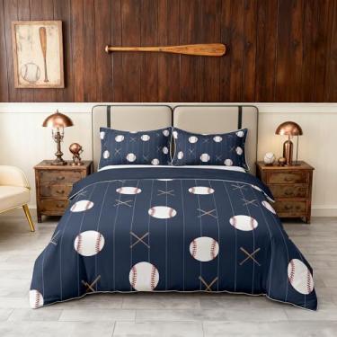 Imagem de Castle Fairy Capa de edredom de beisebol 100% algodão, temática esportiva para meninos, tamanho solteiro para decoração de quarto de crianças, conjunto de cama macio para todas as estações (sem