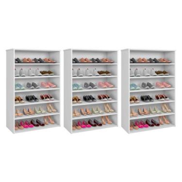 Imagem de Kit 03 Armários Multiuso Sapateira Laís 5 Prateleiras Branco - Desk De