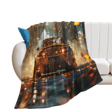 Imagem de HouLaiZhe Cobertor super macio de flanela S2000 esportes folhas caídas outono cobertores refrescantes leves para sofá-cama cadeira sofá carro viagem ao ar livre leve quente 101,6 cm x 127 cm