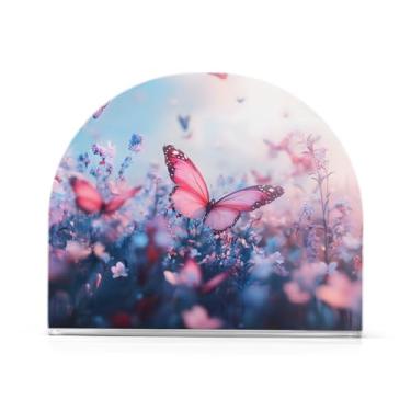 Imagem de Qilmy Lindas borboletas e flores porta-guardanapos para mesas - porta-guardanapos para cozinha, porta-guardanapos de mesa, porta-guardanapos de coquetel, porta-guardanapos moderno, guardanapos de