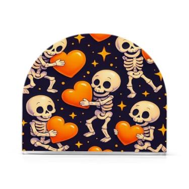 Imagem de Wassud Esqueletos fofos com balões porta-guardanapos de acrílico, dispensador de guardanapo de papel moderno em forma de U para mesa, cozinha, sala de jantar, bancada 1 peça (comporta 50-60