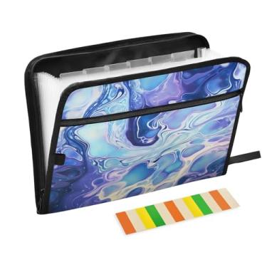 Imagem de Wassud Acordeão de arte colorida abstrata organizador de arquivos de papel A4 pastas de arquivo de papel fólio com etiquetas pasta de arquivo expansível 13 bolsos