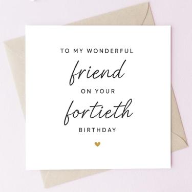 Imagem de TEEMI Cartão de aniversário de 40º 50º 60º aniversário - To My Wonderful Friend Cartão de felicitações com envelope, cartolina premium de 300 g/m², em branco dentro para mensagem pessoal, design