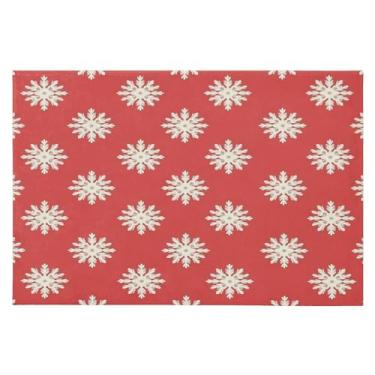 Imagem de CEBUGI Tapete de área 60 x 90 cm macio lavável tapete antiderrapante com revestimento de borracha flocos de neve brancos tapetes de área para sala de estar, quarto, decoração de casa