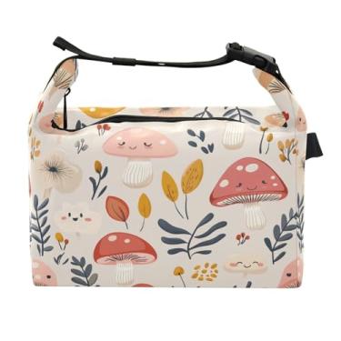 Imagem de STAYTOP Lancheira fofa de cogumelos com fivela de alça, lancheira isolada para meninos e meninas, lancheira térmica para trabalho escolar