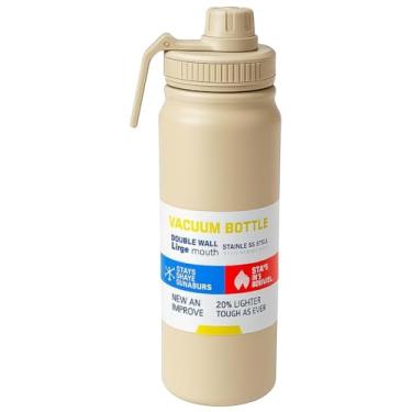 Imagem de Garrafa Térmica Inox 800ml com Alça e Bico Esportivo | Isolamento a Vácuo | Ideal para Academia, Escritório e Aventuras | Hidratação Diária (Bege)