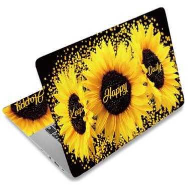 Imagem de SUPERDANT Girassóis Laptop Skin Adesivo Keep Happy Daily Universal Laptops Notebook Skin Sticker 30 ~ 15,6 polegadas Vinil Laptop Capa Adesivos Removíveis Notebook Animal Protetor Personalizado