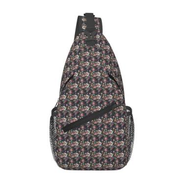 Imagem de SKKNT Mochila com estampa floral boho colorida para homens e mulheres diagonalmente mochila transversal transversal viagem uso diário caminhadas