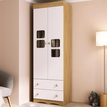Imagem de Guarda-roupa Infantil 62cm 2 Portas com Vidro e 2 Gavetas Serena Multimóveis MP4430