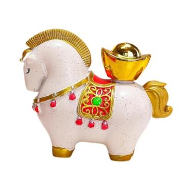 Imagem de Generic Miniatura de Cavalo - Presente Moderno de Aniversário, Artesanato, Estátua de Cavalo em Resina - Enfeite para Escritório, Mesa, Festa e Casa, Barra de Ouro