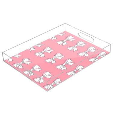 Imagem de STAYTOP Linda bandeja de acrílico para servir de gravata borboleta, 15,7 x 11,20 cm, bandejas decorativas à prova de derramamento, organizador de bancada para café da manhã, chá, comida, maquiagem