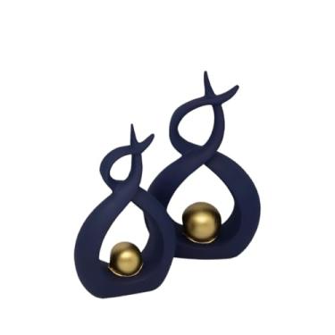 Imagem de Enfeite Rack Sala Estante Aparador Mesa Decoração Casa Escritorio Recepção Clinica Cerâmica Fosco(Azul)