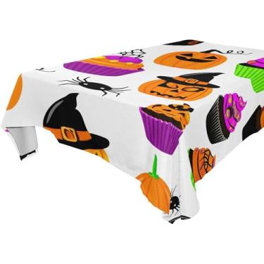 Imagem de Burbuja Toalha de mesa colorida para cupcakes de Halloween, toalha de mesa retangular, anti-rugas, grossa para decoração de jantar, cozinha, festa, 152 x 274 cm