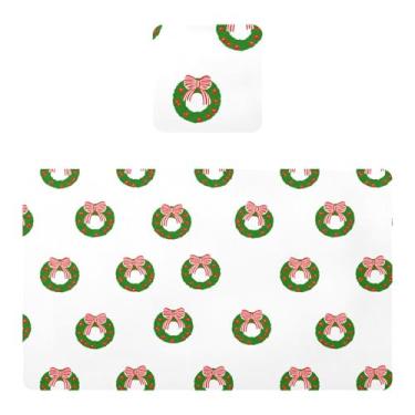 Imagem de Burbuja Jogo americano conjunto de 2, grinaldas verdes de PVC, antiderrapante, resistente ao calor, à prova d'água, tapetes de mesa de cozinha para mesa de jantar, laváveis, 30,5 x 45,7 cm