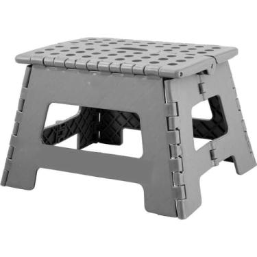 Imagem de Banqueta Banquinho Dobrável Plástica Anti Derrapante Suporta até 150kg banquinho banheiro para Banheiro, Auxílio e Uso Diário(Cinza)