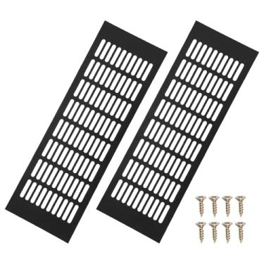 Imagem de PATIKIL 2 peças de 45,7 x 15,2 cm, capa de ventilação de grade de alumínio com parafusos de montagem para porta de teto de armário de guarda-roupa, preto