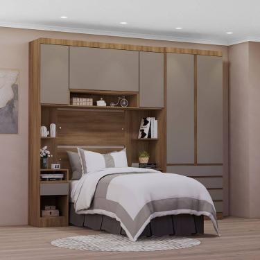Imagem de Quarto de Solteiro Com Guarda Roupa e Mesas de Cabeceira 263cm Veneza Luciane Moveis