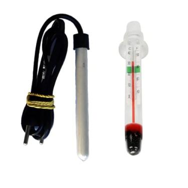 Imagem de Aquecedor Para Peixe 20w + Termômetro Aquário Pequeno 110V