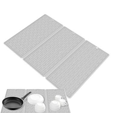 Imagem de Tapete De Secagem De Louça,Base Dobrável Resistente Ao Calor | Tapetes Grandes de Drenagem em Bancada de Cozinha - Para Pia Gaveta Frigorífico Frutas Legumes Copos Canecas Garrafas Panelas e