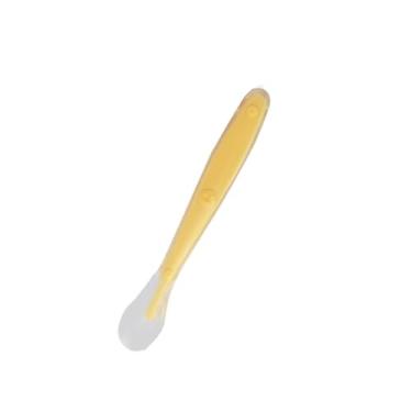 Imagem de Jectse Colher de bebê, Utensílio de Alimentação Infantil de Ponta Macia Com Silicone Resistente Ao Calor para Treinamento Autoalimentado de Crianças Pequenas, Viagem Leve e Segura (YELLOW)