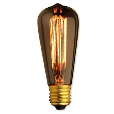 Imagem de Lâmpada E27 Filamento Carbono ST58 40W, Luz Quente Amarela (2700K), Âmbar, Bivolt 110V-220V - Perfeita para Decoração Vintage(4 pçs,220V)