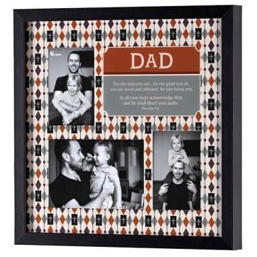 Imagem de Dicksons Porta-retrato cristão inspirador com colagem para pendurar com escritura, madeira e vidro, 33 x 33 cm, pai amado e admirado