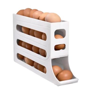 Imagem de Organizador de Ovos, Plástico, Branco/Bege, Transparente, Capacidade 18 Ovos