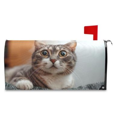 Imagem de TSENQUE Linda capa de caixa de correio magnética animal gato gatinho primavera decoração de Natal para caixa de correio decalques caixa de correio envoltório outono, tamanho grande 25,5 x 21 polegadas